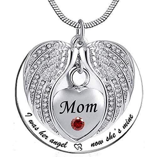 Angel Wing Memorial Keepsake Ashes Urn Pendant Necklace,I was His/Her Angel Now Hes/Shes Mine Cremation Jewelry for Mom