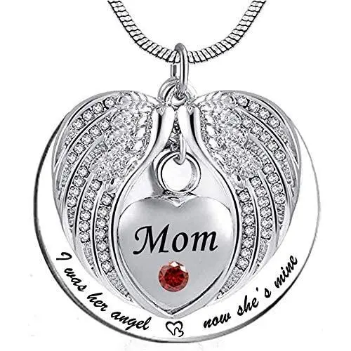 Angel Wing Memorial Keepsake Ashes Urn Pendant Necklace,I was His/Her Angel Now Hes/Shes Mine Cremation Jewelry for Mom Angel Wing Memorial Keepsake Ashes Urn Pendant Necklace,I was His/Her Angel Now Hes/Shes Mine Cremation Jewelry for Mom