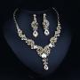 Hamer Prom Costume Jewelry for Women Crystal Choker Pendant Statement Chain Charm Necklace and Earrings Wedding Jewelry Sets for Brides