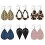MENOLY 6 Pairs Faux Leather Earrings Set for Women Teardrop Drop Petal Leaf Dangle Earrings for Women Girls
