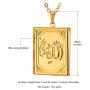U7 Muslim Allah Necklace, Men Women Platinum / 18K Gold Plated Link Chain Rectangle Photo Locket Pendant, with Free Engraving Service