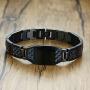 MPRAINBOW Mens Personalized Bracelet Message/Scripture/Quote/Proverb/Inspiring Words Engraved Stainless Steel Black Carbon Fiber Inlay Watch Band Adjustable Link Bracelet for Men Boy