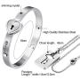 OIDEA His Hers Love Heart Key Lock Macthing Bangle Bracelet Tag Pendat Necklace for Valentines Day Gifts,Silver,Roseold