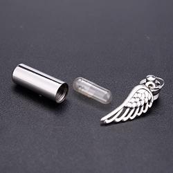 Bluesnow Cylinder Bottle Hollow Wing Urn Keepsake Pendant Necklace Memorial Ash Keychain Cremation Jewelry