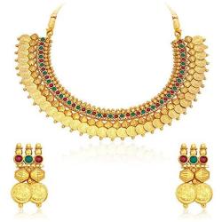 Crunchy Fashion Bollywood Indian Jewelry Embellished Butterfly Necklace with Earrings Set for Women/Girls