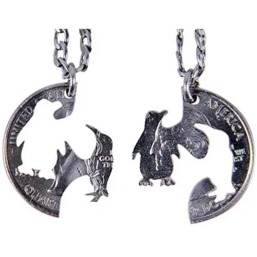 Marycrafts Hand Cut Coin Penguin Necklace Best Friend Friendship Necklaces For 2 Marycrafts Hand Cut Coin Penguin Necklace Best Friend Friendship Necklaces For 2