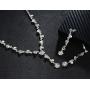 ABDOT Clear Rhinestone Bridal Jewelry Sets for Women Crystal Necklace Earrings Bracelet Set Silver-Tone Wedding Bridal Bridesmaid Gifts fit with Wedding Dress