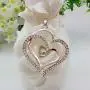 14K Rose Gold Silver Double Heart Shaped Necklace Shiny Crystal Stud Earrings Wedding Jewelry Set Best Gifts 14K Rose Gold Silver Double Heart Shaped Necklace Shiny Crystal Stud Earrings Wedding Jewelry Set Best Gifts