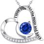 Mothers Day Necklace for Mom Birthday Gifts Love Heart Pendant Love You to the Moon and Back September Blue Sapphire Jewelry Sterling Silver Necklace