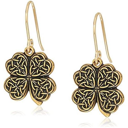 Alex and Ani Womens Four Leaf Clover Hook Drop Earrings, Rafaelian