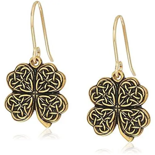 Alex and Ani Womens Four Leaf Clover Hook Drop Earrings, Rafaelian Alex and Ani Womens Four Leaf Clover Hook Drop Earrings, Rafaelian