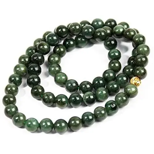 REGIS 9-10mm Jade Necklace by is Lovely. Every Bead is Slightly Different Giving Each Necklace a Unique Design.(Green)