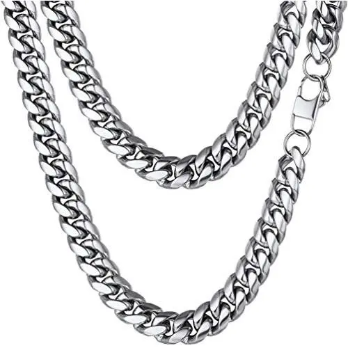 PROSTEEL Stainless Steel Cuban Chain Necklace, Silver/Gold/Black Tone, Nickel-Free, Hypoallergenic Necklace, W: 4.8mm-14mm, L: 14inch-30inch, Come Gift Box PROSTEEL Stainless Steel Cuban Chain Necklace, Silver/Gold/Black Tone, Nickel-Free, Hypoallergenic Necklace, W: 4.8mm-14mm, L: 14inch-30inch, Come Gift Box