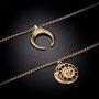 Multi-Layer Disc Horn Necklace Pendant Vintage Clavicle Chain Half Moon Sun Pendant Necklace Choker for Women Girls