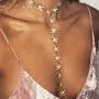 Nicute Rhinestone Long Necklaces Chain Crystal Star Y-Necklace Sexy Summer Beach Body Jewelry for Women and Girls (Gold)