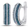 Dazzlingrock Collection 0.50 Carat (ctw) 10K Gold Round White & Blue Diamond Ladies Hoop Earrings 1/2 CT