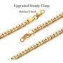U7 Men Women 18K Gold Plated Necklace with Gift Box 18KGP Stamp Hip Hop Jewelry 4 Colors 6MM-9MM Wide Snake Curb Link Chain,Length 18 Inch-32 Inch,Custom Text Engravable