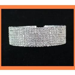 8-row Eight Rows Clear White Austrian Rhinestone Crystal Choker Necklace Collar Dance Party Wedding N077s Silver