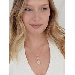 Mariell Rose Gold Pear-Shaped Cubic Zirconia Teardrop Bridal Necklace Pendant - Blush Wedding Jewelry