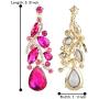 BriLove Womens Bohemian Boho Crystal Multi Teardrop Filigree Cluster Chandelier Dangle Earrings