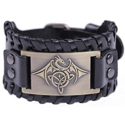 fishhook The Elder Scrolls Dragon Pterosauria Triquetra Pattern Bangle Wide Leather Bracelet