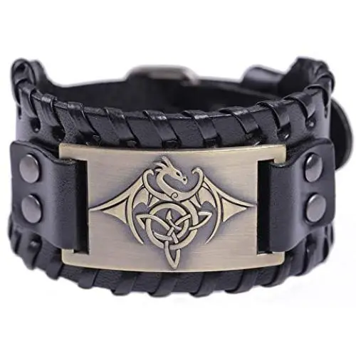 fishhook The Elder Scrolls Dragon Pterosauria Triquetra Pattern Bangle Wide Leather Bracelet fishhook The Elder Scrolls Dragon Pterosauria Triquetra Pattern Bangle Wide Leather Bracelet