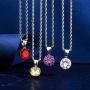 JINAO 15MM 4 Colors Solitaire Colorful Cubic Zirconia Pendant Necklace for Women Elegant Jewelry with Stainless Steel Rope Chain