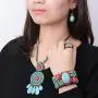 MAYTRY Original Woven Turquoise Necklace 4-Piece Set-Turquoise Necklace, Turquoise Bracelet, Turquoise Earrings, Turquoise Ring, Personalized Fashion Set MAYTRY Original Woven Turquoise Necklace 4-Piece Set-Turquoise Necklace, Turquoise Bracelet, Turquoise Earrings, Turquoise Ring, Personalized Fashion Set