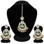 Aheli Indian Ethnic Faux Kundan Beaded Red Enamel Maang Tikka Earrings Set Wedding Fashion Jewelry for Women Aheli Indian Ethnic Faux Kundan Beaded Red Enamel Maang Tikka Earrings Set Wedding Fashion Jewelry for Women