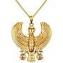 Mgutillart Hip Hop Plated 18K Gold Stainless Steel Egyptian Horus Eagle Pendant Necklace