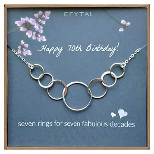 EFYTAL 70th Birthday Gifts for Women, Sterling Silver Seven Circle Necklace for Her, 7 Decade Jewelry 70 Years Old EFYTAL 70th Birthday Gifts for Women, Sterling Silver Seven Circle Necklace for Her, 7 Decade Jewelry 70 Years Old