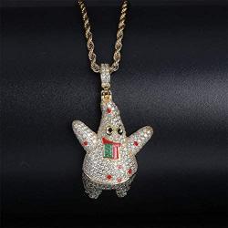 KMASAL Jewelry Hip Hop Iced Out Bling Cartoon Pendent 18K Gold Plated Chain Necklace for Men Women