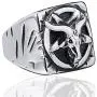 Elfasio Men Stainless Steel Rings Baphomet Goat Devil Demon Pentagram Shar Biker Vintage Jewelry