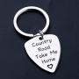 HOLLP John Denver Inspired Jewelry Country Road Take Me Home Guitar Pick Keychain Gift for Guitar Lovers