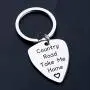 HOLLP John Denver Inspired Jewelry Country Road Take Me Home Guitar Pick Keychain Gift for Guitar Lovers HOLLP John Denver Inspired Jewelry Country Road Take Me Home Guitar Pick Keychain Gift for Guitar Lovers