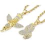 Jstyle 2Pcs Gold Plated Necklaces for Women Men Prayer Hand Angel Pendant Necklace Ice Out Hip Hop Rope Chain 24'' 30''