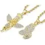 Jstyle 2Pcs Gold Plated Necklaces for Women Men Prayer Hand Angel Pendant Necklace Ice Out Hip Hop Rope Chain 24'' 30''