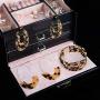OKROSTOY 3Pcs Leopard Print Earrings Cheetah Earrings Leopard Jewelry Set for Women, Leopard Print Bracelet Multilayer Leather Cuff Bracelet and Leopard Leather Earrings for Women Girls Fashion