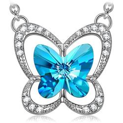 LADY COLOUR Jewelry for Women, Blue Butterfly Stylish Necklace Bracelet for Women Made with Crystals from Austria and Cubic Zirconia Birthday Gifts for Her with Gift Box