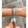 Pura Vida Rose Gold/Gold Riviera Stone Bezel Braided Bracelet Plated Charm Adjustable Band Waterproof Pura Vida Rose Gold/Gold Riviera Stone Bezel Braided Bracelet Plated Charm Adjustable Band Waterproof