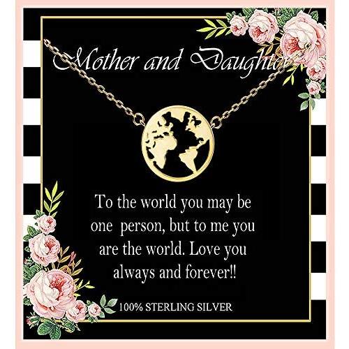 Mother and Daughter Necklace, Sterling Silver World Map Necklace, Mom Necklaces for women, Mom and Daughter, Mother Daughter Jewelry, Mother Daughter Necklace, Mothers Day Gift, Birthday Gifts, Gifts for Mom from Daughter
