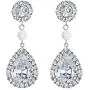 EVER FAITH Rhinestone Crystal CZ Cream Simulated Pearl Flower Tear Drop Bridal Dangle Earrings Clear Silver-Tone EVER FAITH Rhinestone Crystal CZ Cream Simulated Pearl Flower Tear Drop Bridal Dangle Earrings Clear Silver-Tone