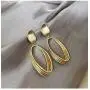 La Raffine Geometric Hollow Oval Earrings in Dumb Color 925 Silver Needle Pendant Jewelry for Women Girl Gifts Present Valentines Birthday Anniversary Mothers Day Christmas