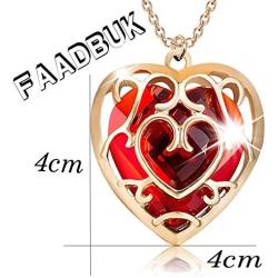 FAADBUK The Legend of Zelda Jewelry Zelda Skyward Sword Heart Sapphire Ruby Necklace Legend fo Zelda Gift for Women Girl