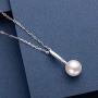 White Pearl Pendant Necklace Freshwater Cultured 7.5-8mm Dainty Single Pearl Necklace Silver Chain with Cubic Zirconia Jewelry Gifts for Women Girls