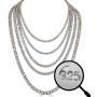 Harlembling Real Solid 925 Silver Mens Tennis Chain - 14k Gold Plated Or Natural Silver - 16-30'' - 3mm 4mm 5mm 6mm - Iced Out Hip Hop CZ Mens One Row Chain (18, 3mm Natural Silver)