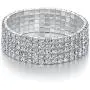 Yumei Jewelry 5 Strand Rhinestone Stretch Bracelet Silver-tone Sparkling Bridal Tennis Bangle Yumei Jewelry 5 Strand Rhinestone Stretch Bracelet Silver-tone Sparkling Bridal Tennis Bangle
