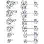 6 Pairs Pack of Earrings for Women Men Cubic Zirconia Studs Gold Plated Hypoallgenic