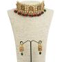 SANARA Indian Bollywood Gold Plated Bridal Red Green Kundan Necklace Earring Set Jewelry