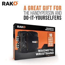 RAK Magnetic Wristband with Strong Magnets for Holding Screws, Nails, Drill Bits for DIY Handyman, Father/Dad, Husband, Boyfriend, Him, Men, Women (Black)